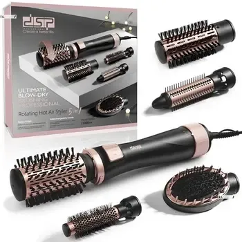 Фен щітка для волосся з щіткою, що обертається (крутиться) з насадками для укладання волосся 5в1 DSP 1000W