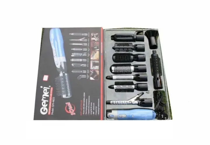 Фен-стайлер для волосся 10 в 1 Gemei GM-4833, фен щітка, багатофункціональний стайлер