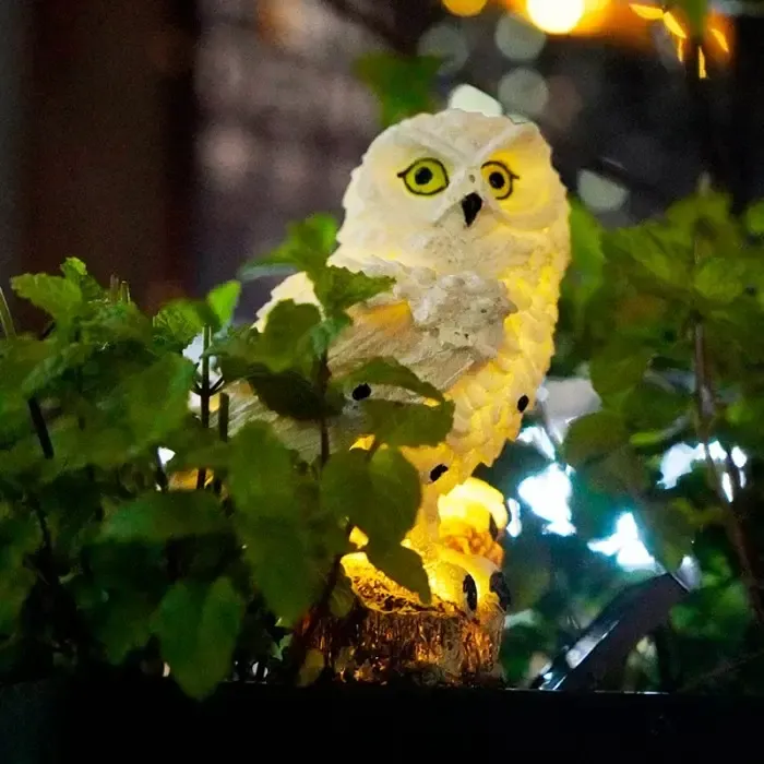 Ліхтар садовий Сова із сонячною панеллю WHITE