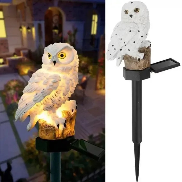 Ліхтар садовий Сова із сонячною панеллю WHITE
