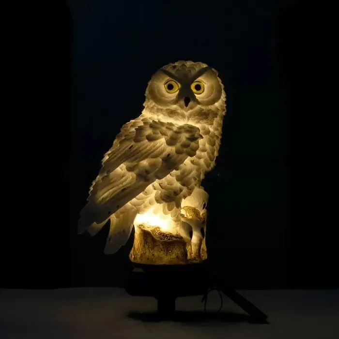 Ліхтар садовий Сова із сонячною панеллю WHITE