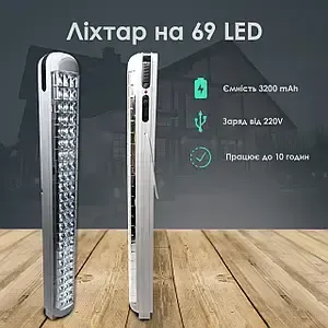 Ліхтар світлодіодний акумуляторний HEL-6855T із сонячною панеллю