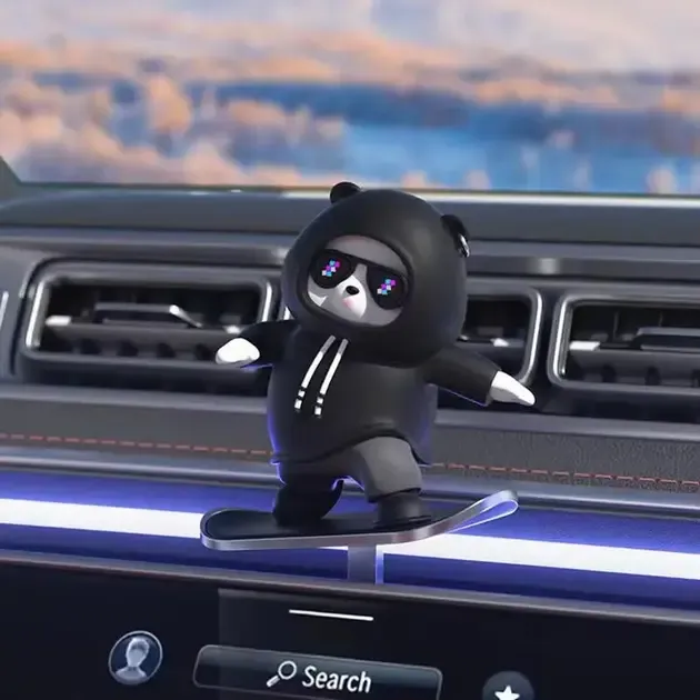 Фігурка-слайдер в автомобілі L'Andre Sliding Cartoon Bear Ведмідь скейтер Cool Black