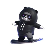 Фігурка-слайдер в автомобілі L'Andre Sliding Cartoon Bear Ведмідь скейтер Cool Black