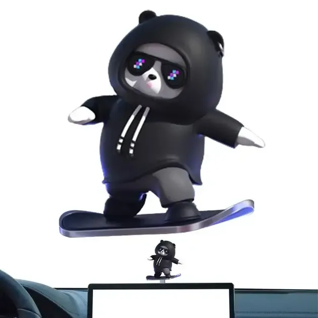 Фігурка-слайдер в автомобілі L'Andre Sliding Cartoon Bear Ведмідь скейтер Cool Black