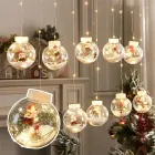 Гірлянда завіса штора Кулі з наповненням Дід Мороз, 3м, 10 куль LED USB