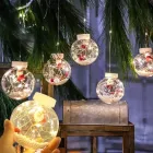 Гірлянда завіса штора Кулі з наповненням Дід Мороз, 3м, 10 куль LED USB