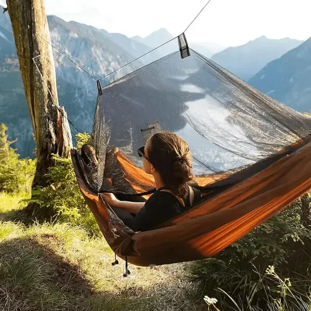 Гамак лежак ліжко підвісне туристичне з москітною сіткою чохлом 240х150 см