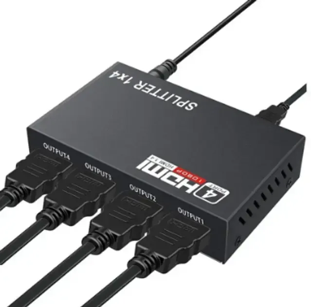 HDMI розгалужувач на 4 порти HDMI SPLITTER 1 in 4 / Чорний