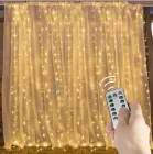Гірлянда Водоспад USB штора 3х2м, білий теплий, 200 LED + пульт / Новорічна світлодіодна гірлянда на вікно