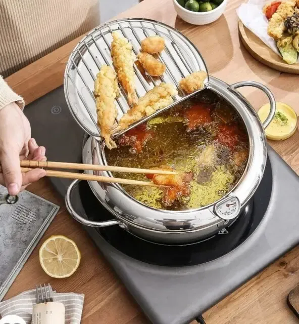 Глибока сковорода з термометром та кришкою, 2,2л. нержавіюча сталь