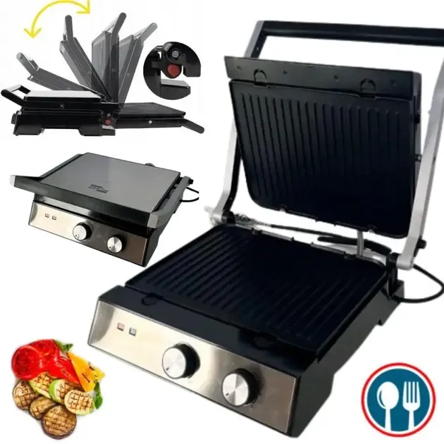 Гриль електричний притискний Zepline 3500W зі знімними пластинами контактний