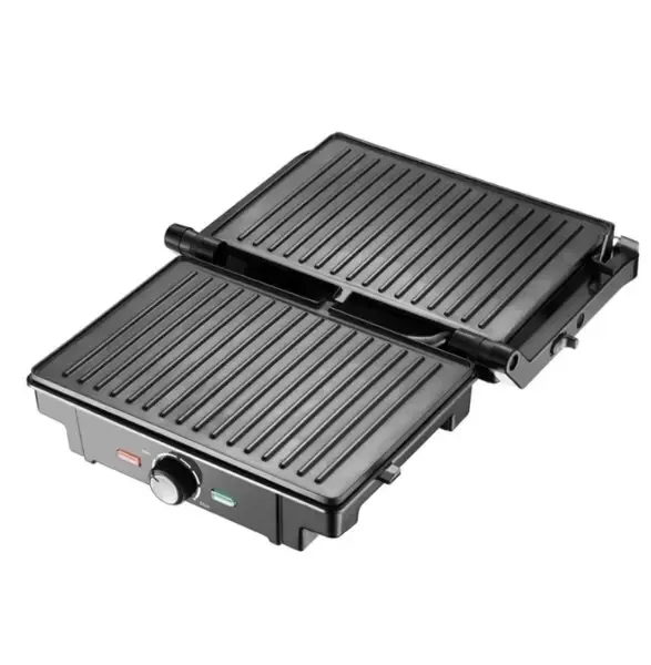 Гриль притискний Rainberg RB-5412 з ручкою індикатором нагріву 2800 Вт + знімний піддон для жиру Нержавіюча сталь з антипригарним покриттям