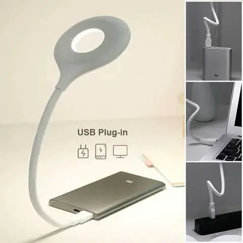 Гнучка USB лампа з голосовим керуванням із зарядкою від Power bank біла / Світлодіодний ліхтар LK-50