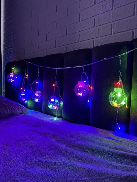 Гірлянда світлодіодна бахрома чарівні кулі, мультиколор, 2.5м, 12 куль