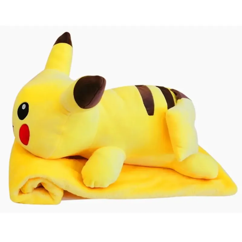 М'яка іграшка-подушка Покемон Пікачу з пледом 50 см
