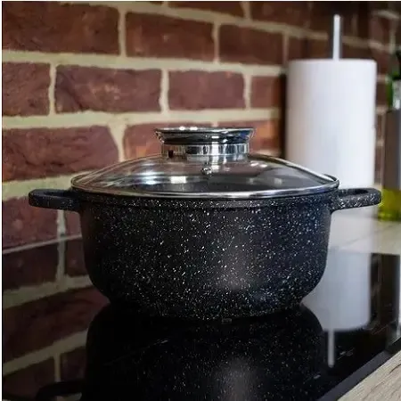 Котел UNIQUE UN-5277 28см мармур/чорний