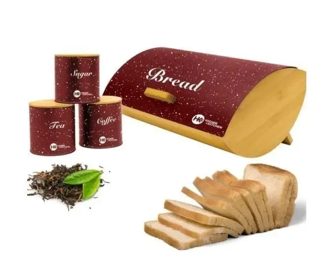 Хлібниця з дерева 4 в 1 із ємностями для зберігання ZP-042