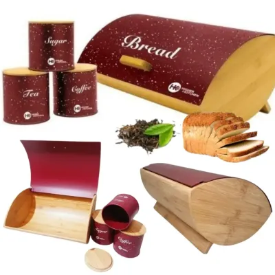 Хлібниця з дерева 4 в 1 із ємностями для зберігання ZP-042