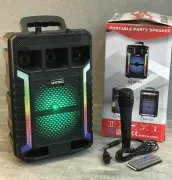 Портативна колонка Kimiso QS-627 з мікрофоном та світломузикою