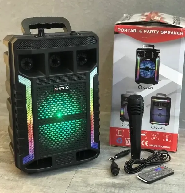 Портативна колонка Kimiso QS-627 з мікрофоном та світломузикою