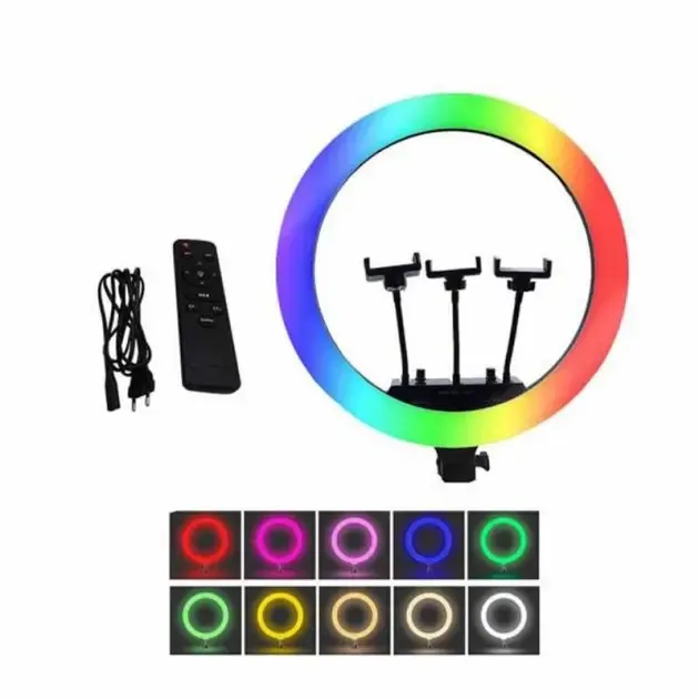 Кільцева LED лампа RGB MJ18 45см 3 кріплення