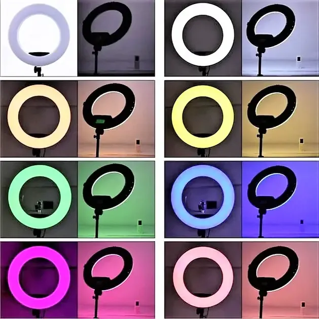 Кільцева LED лампа RGB MJ38 38см 220V 1 крепл.тел USB + пульт