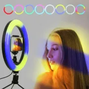 Кільцева світлодіодна лампа RGB LED RING MJ33/ 33 см із кріпленням для телефону