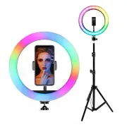 Кільцева лампа зі Штативом RGB 36 см, Світлодіодна LED лампа, Кільцеве світло, Різнобарвна лампа блогера