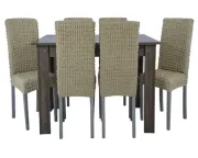 Комплект чохлів на стільці без оборки 6 штук (Крем)