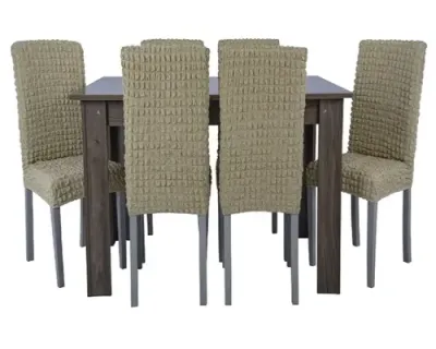 Комплект чохлів на стільці без оборки 6 штук (Крем)