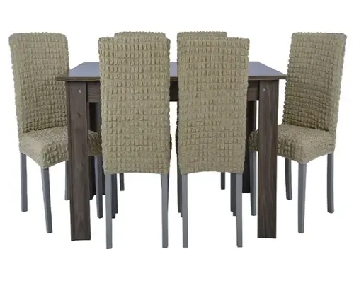 Комплект чохлів на стільці без оборки 6 штук (бежевий)