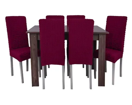 Комплект чехлов на стулья без оборки 6 штук (бордовый)