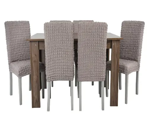 Комплект чохлів на стільці без оборки 6 штук (капучино)