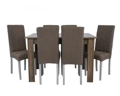 Комплект чохлів на стільці без оборки 6 штук (коричневий)