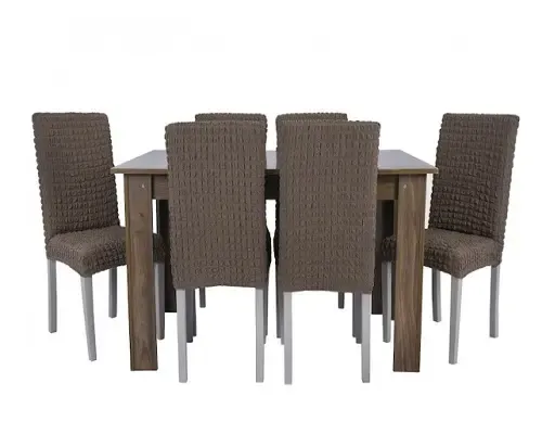 Комплект чохлів на стільці без оборки 6 штук (коричневий)