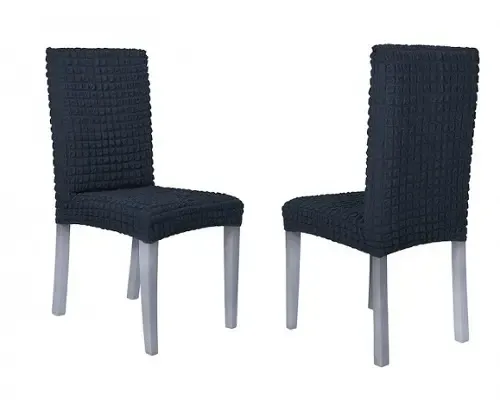 Комплект чохлів на стільці без оборки 6 штук (темно-сірий)