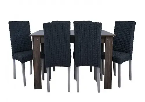 Комплект чохлів на стільці без оборки 6 штук (темно-сірий)