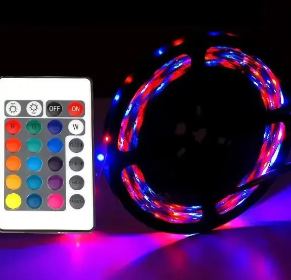 Комплект Світлодіодна стрічка багатобарвна 3528 RGB комплект 5м з пультом