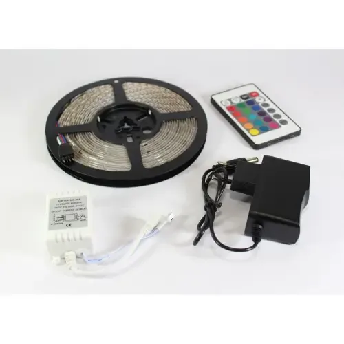 Комплект Світлодіодна стрічка багатобарвна 3528 RGB комплект 5м з пультом