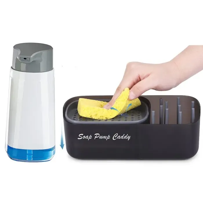 Контейнер-диспенсер для кухні. Дозатор для миючого засобу Soap Pump Caddy Чорний