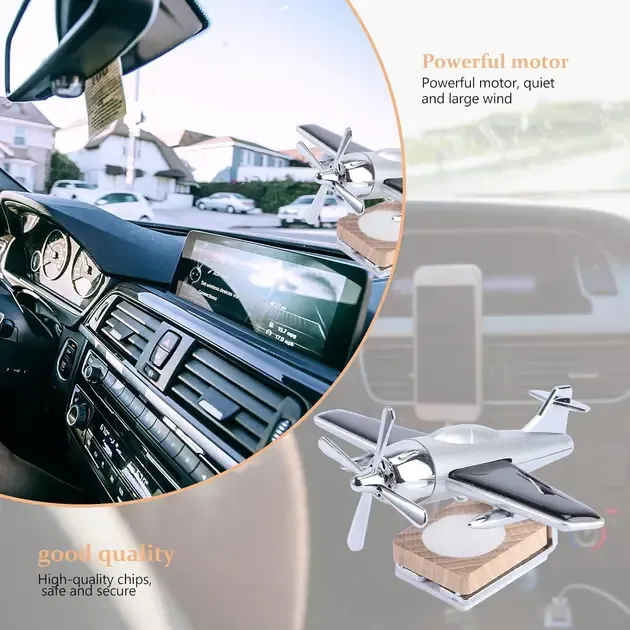 Креативний автомобільний освіжувач, ароматизатор повітря у вигляді літака з пропелером, що обертається, від сонячної панелі