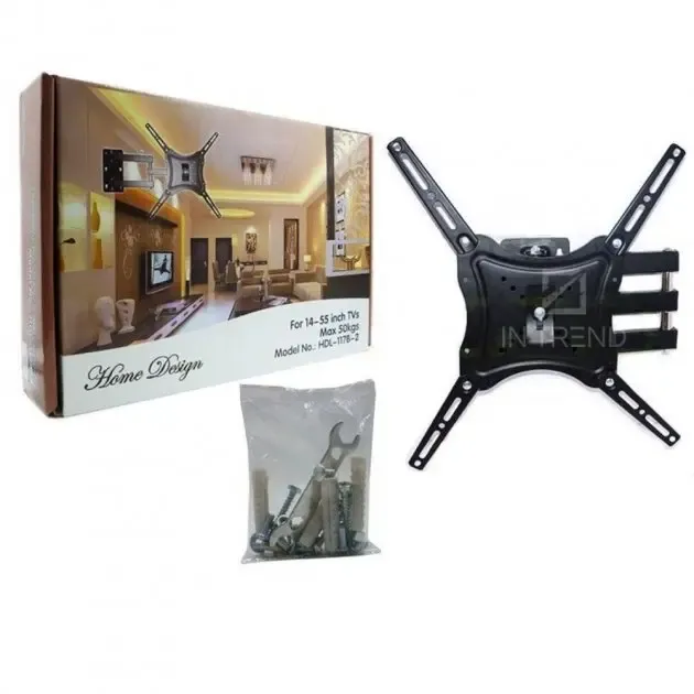 Кронштейн для телевізора HDL-117B-2 Чорний настінний кріплення діагоналлю 14" - 55" тримач для плазми до 50 кг
