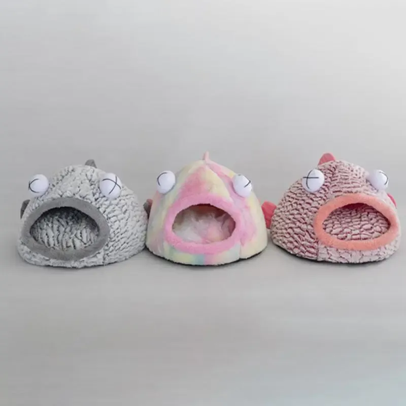 Ліжко для домашніх тварин, м'який будиночок у формі риби, плюшеві ліжка для кішок і собак