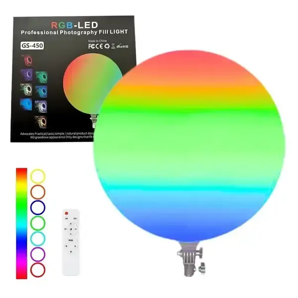 Кругла світлодіодна лампа 45см RGB-LED Fill Light GS-450 кольорова з пультом  для фото та відео