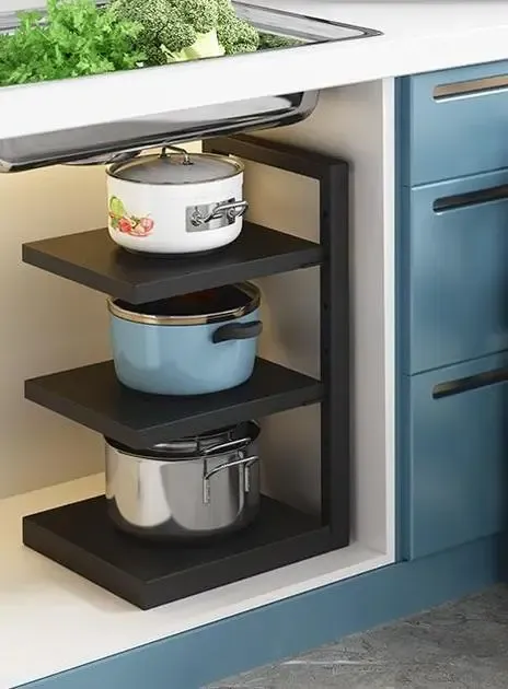 Кухонна полиця для зберігання каструль на 3 рівні для зберігання каструль регульована