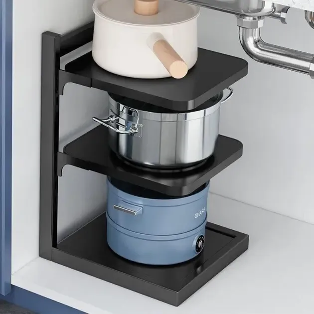 Кухонна полиця для зберігання каструль на 3 рівні для зберігання каструль регульована