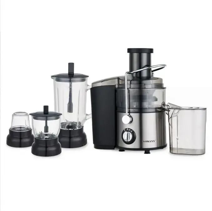 Кухонний комбайн, соковитискач 4в1 SOKANY SK-4009/насадки із високоякісної нержавіючої сталі/MULTIFUNCTIONAL/ніжки-присоски/сріблястий