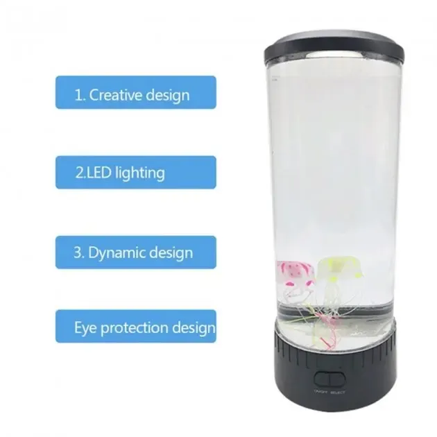 Лампа - нічник зі світлодіодними медузами ZmX LED Jellyfish Mood Lamp Приліжковий світлодіодний настільний