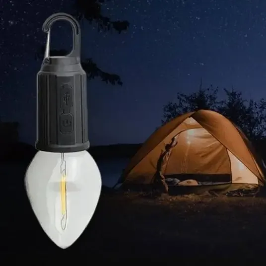 Лампочка з акумулятором + карабін, від USB, BL HK-169B / Підвісна LED лампочка / Ліхтар для кемпінгу